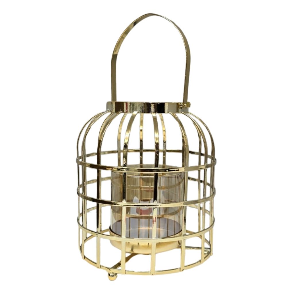 Canary Lantern Gold Cage Candle Holder