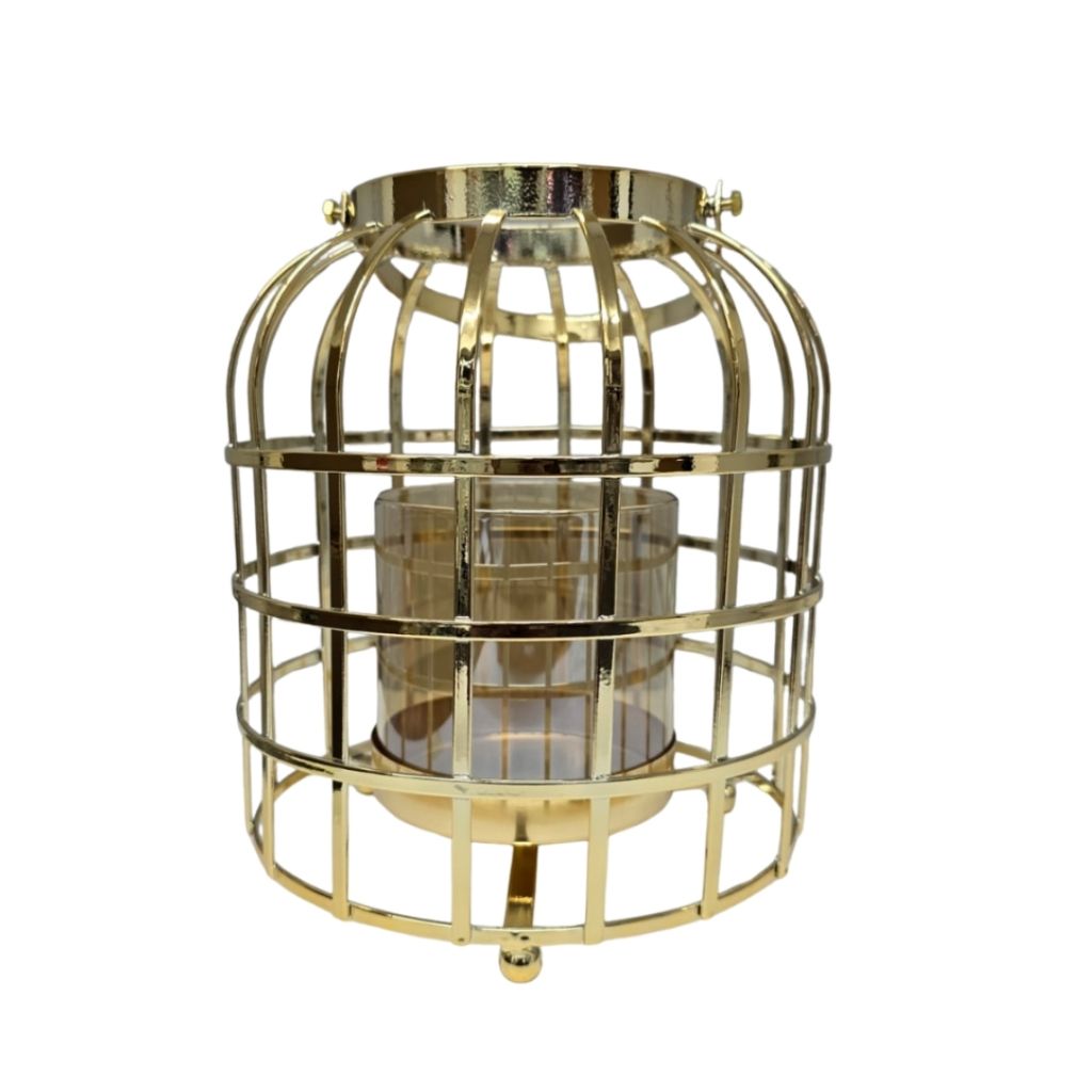 Canary Lantern Gold Cage Candle Holder