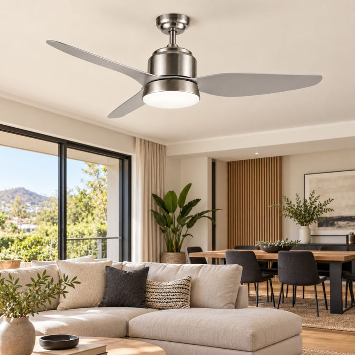 Ceiling Fan - Satin 3 Blade with Light - 122cm