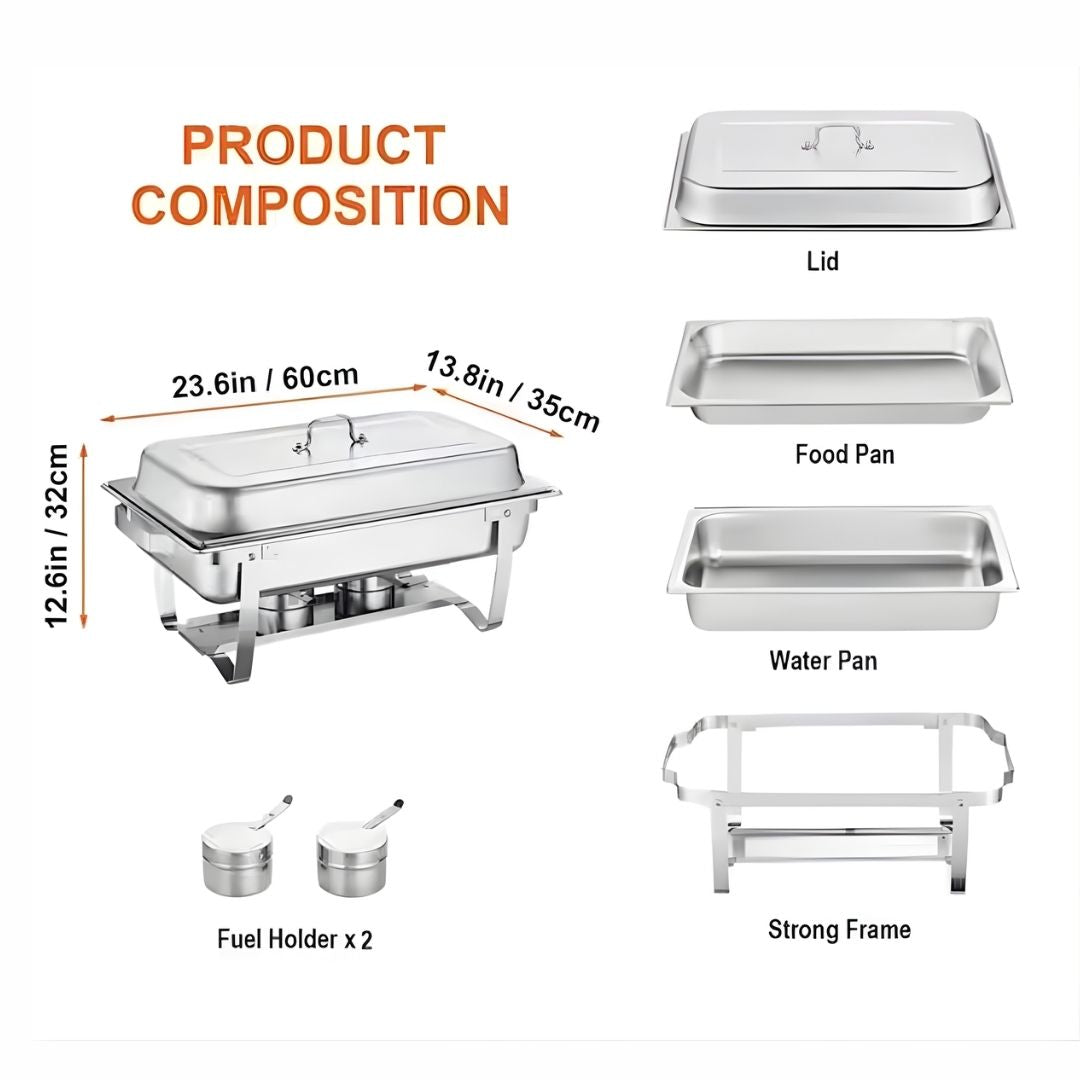 Chafing Dish - Rectangle Lid Top Silver