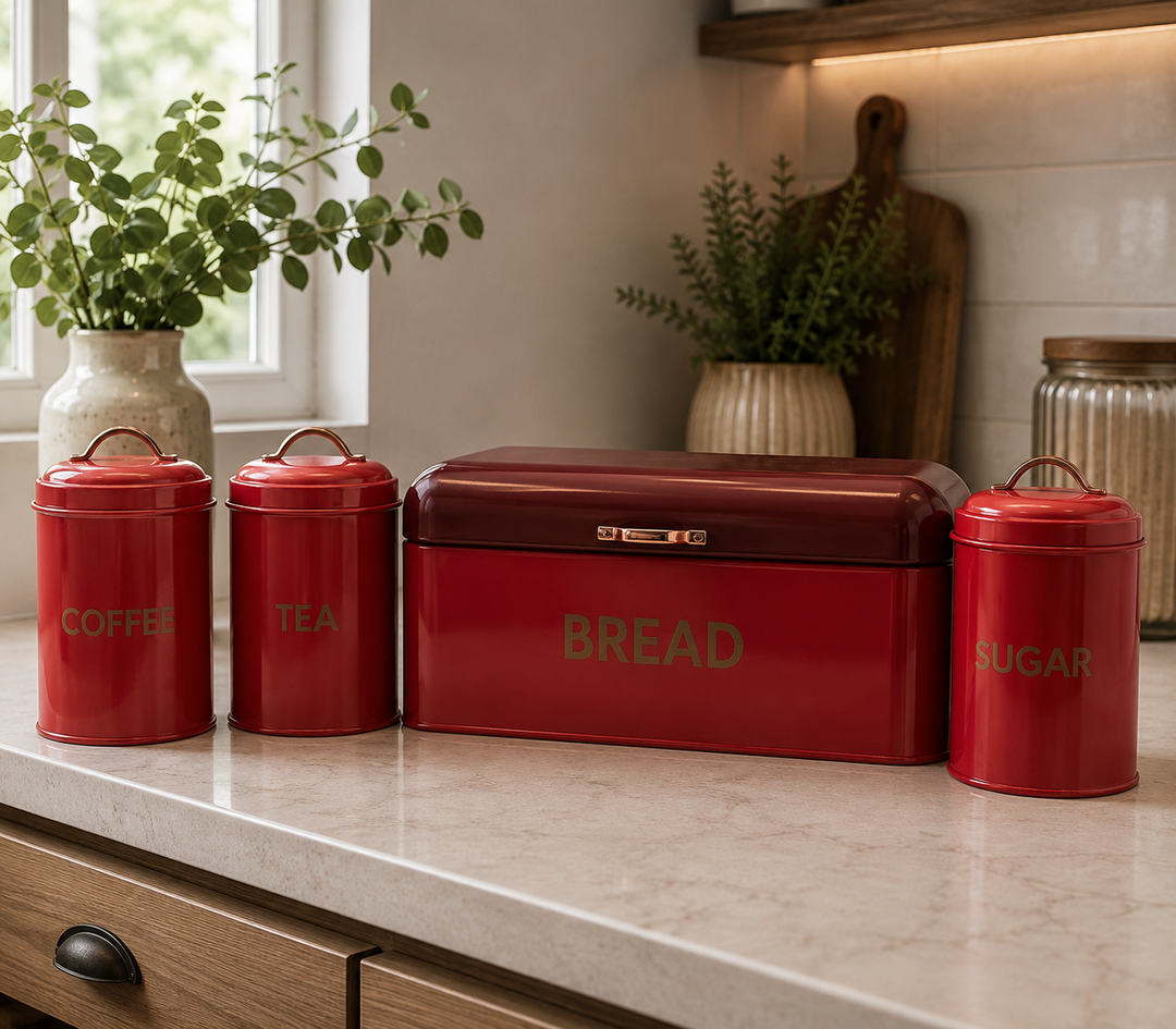 Bread Bin & Canister Set - 4pc 2 Tone