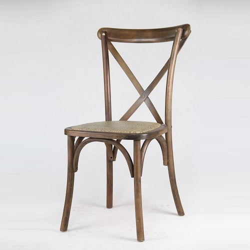 Cross Back Chairs - Wood Look Metal