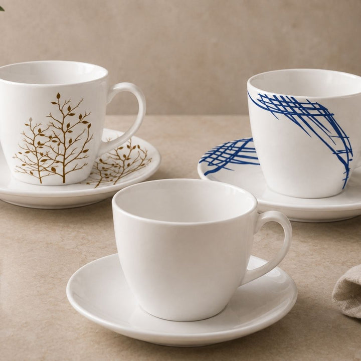 Cup & Saucer - Quadra - 6pc