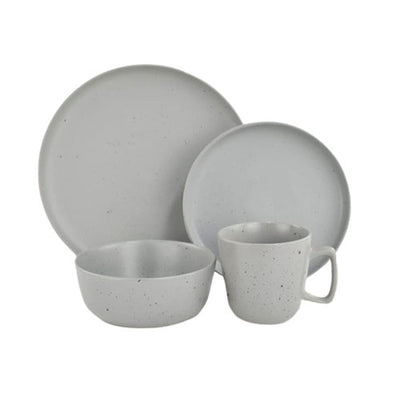 gray dinner set with side plate bolw and cup