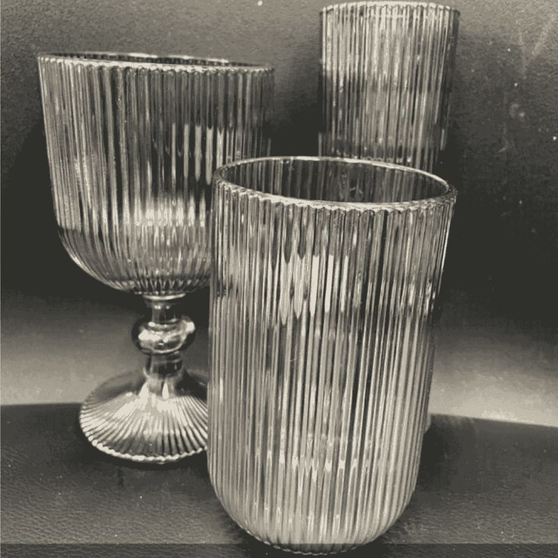 Drinkware - Reeded Glass Silver - 6pc