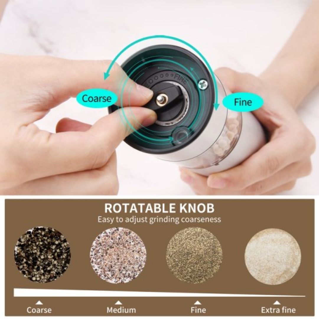Feelive Rechargeable Salt & Pepper Grinder Set – 2 Pc