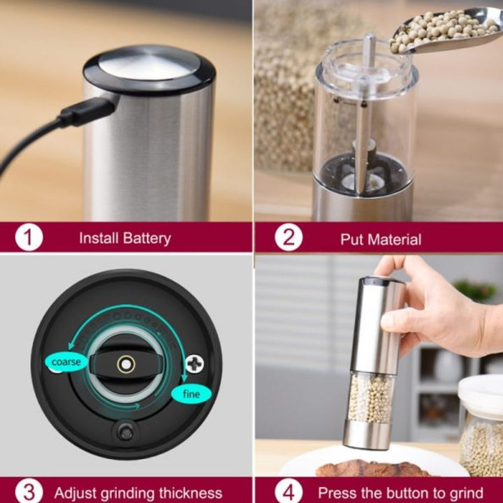 Feelive Rechargeable Salt & Pepper Grinder Set – 2 Pc