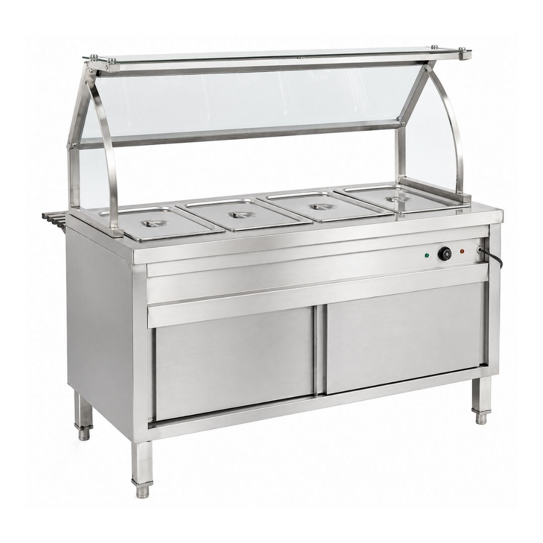 Bain Marie - 4 Pan Food Warmer Showcase - Floor Standing