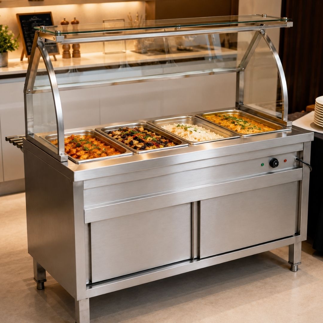Bain Marie - 4 Pan Food Warmer Showcase - Floor Standing
