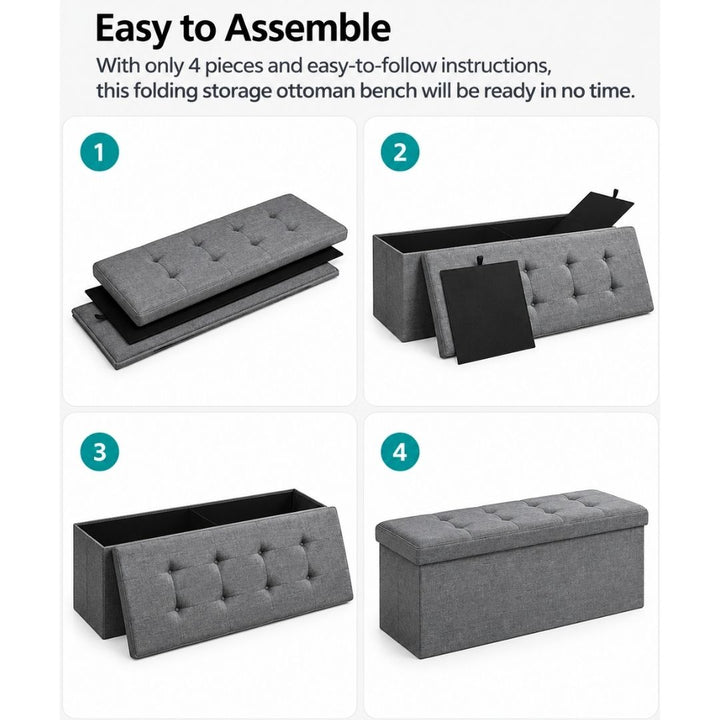 Storage Ottoman - Padded Foldable Bench