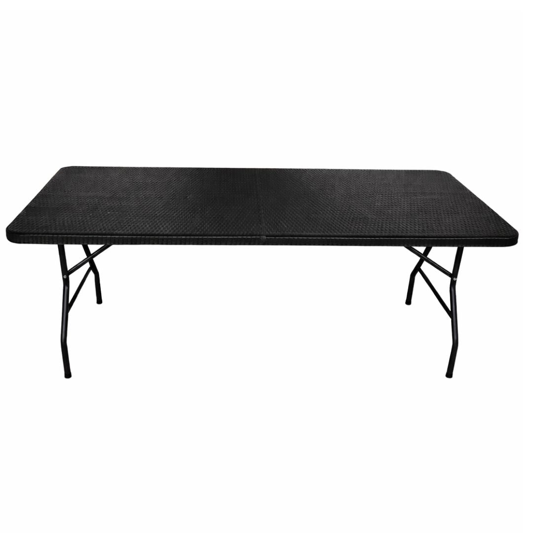 6 Seater Folding Rectangular Trestle Table - Rattan Finish