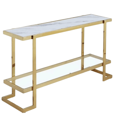 Franco Console Table - Gold Frame with Marble Top