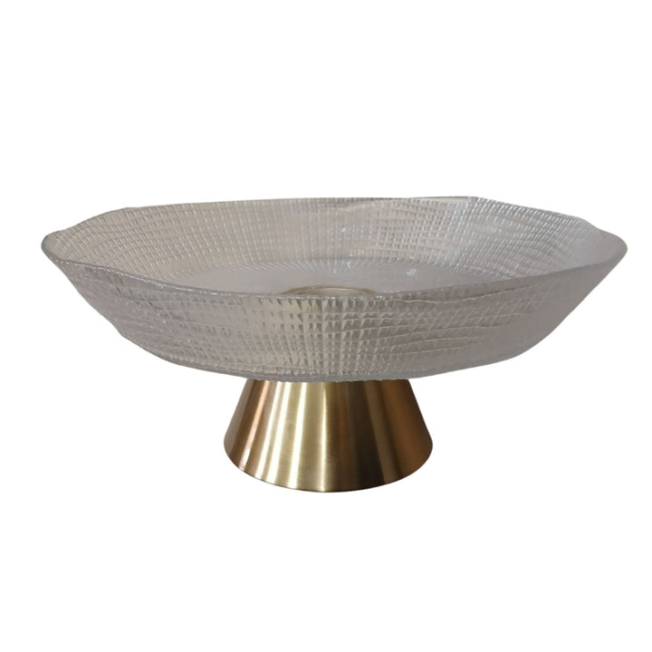 Textured Glass Bowl - Gold Footed
