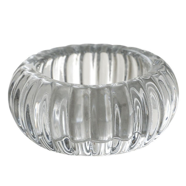 Candle Holder - Clear Ribbed Glass