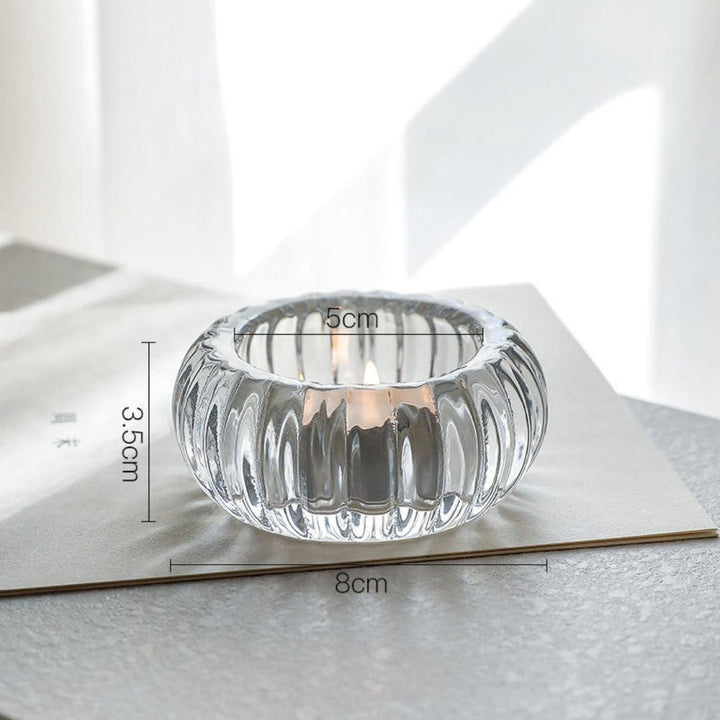 Candle Holder - Clear Ribbed Glass