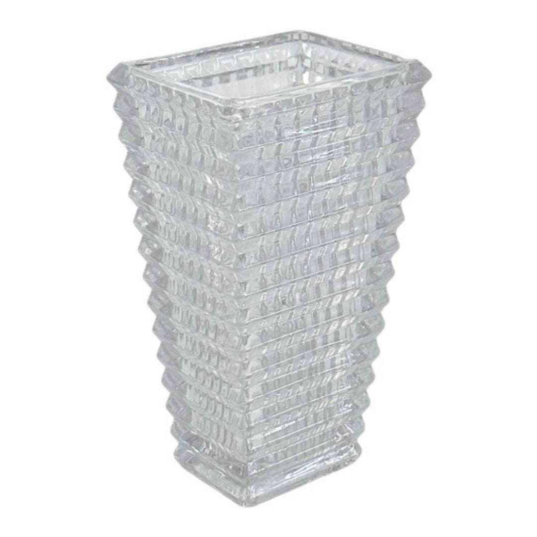 Glass Vase - Crystal Cut Rectangular - 23cm