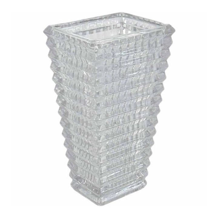 Glass Vase - Crystal Cut Rectangular - 23cm