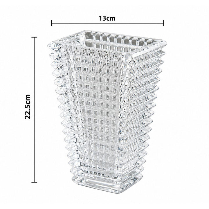 Glass Vase - Crystal Cut Rectangular - 23cm
