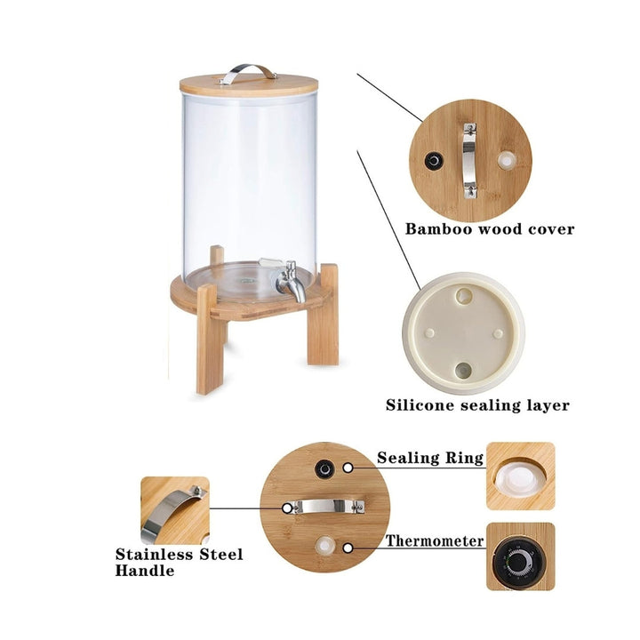 Glass Juice Dispenser With Wooden Base - 8 litre- Hot and Cold