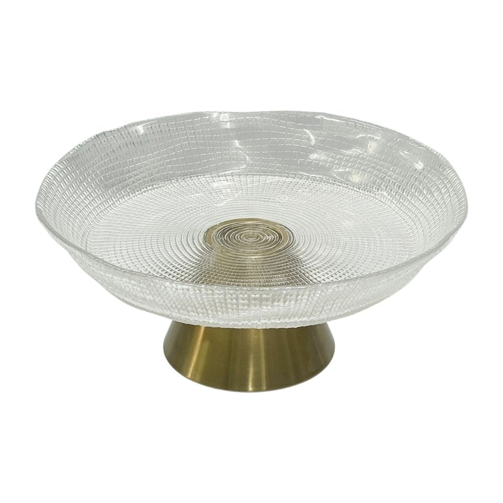 Textured Glass Bowl - Gold Footed