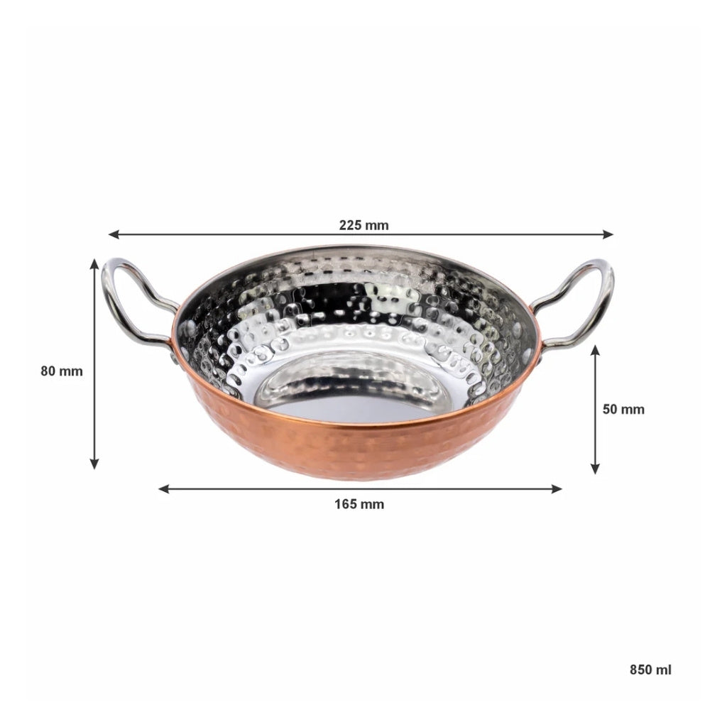 Regent Cookware - Karahi Pan Copper Hammered 850ml