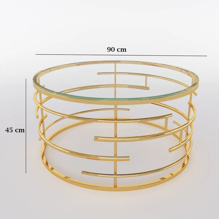 Coffee Table - Manila Round Gold - Glass Top