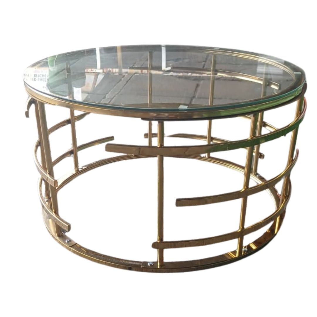 Coffee Table - Manila Round Gold - Glass Top