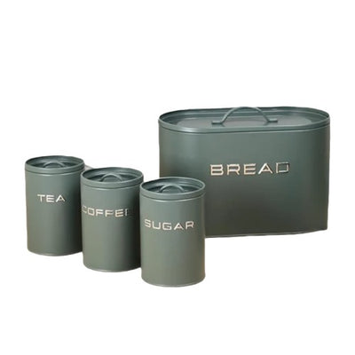 Bread Bin & Canister Set - 4pc Retro