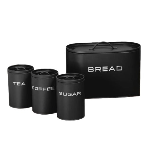 Bread Bin & Canister Set - 4pc Retro