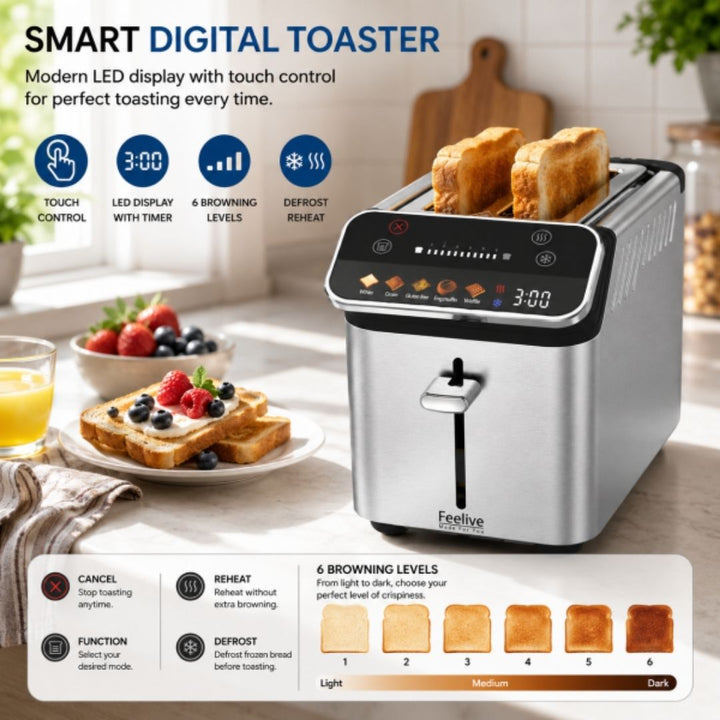 Feelive - 2 Slice Smart Digital Toaster