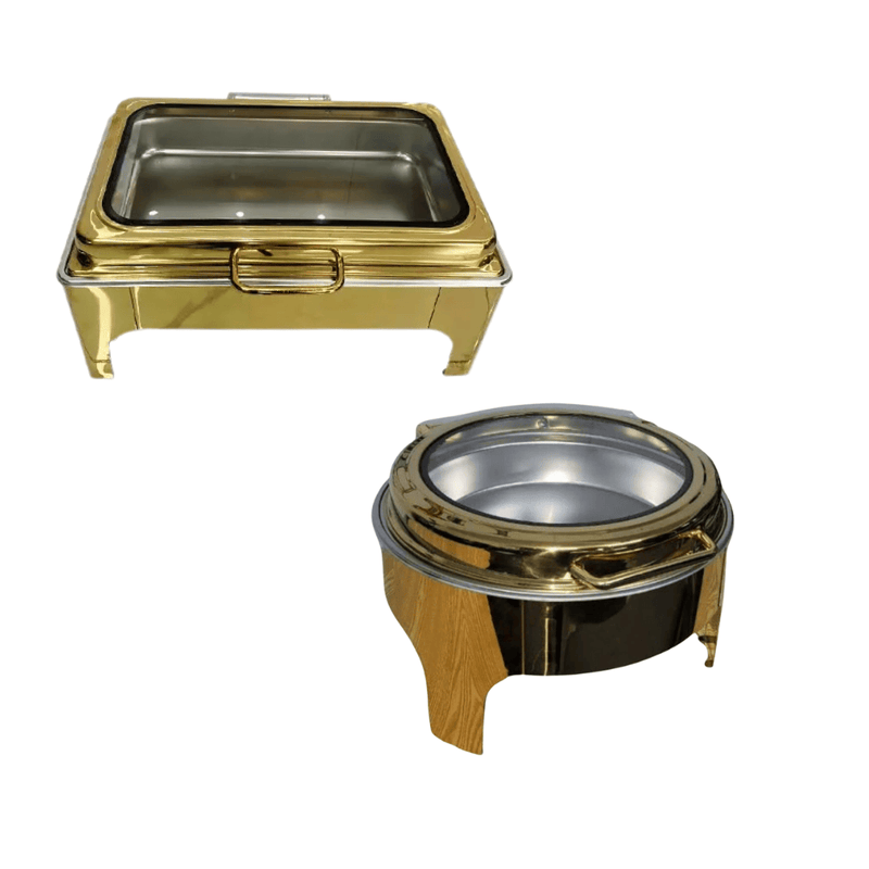 Chafing Dish - Flat Top with Large Window Gold