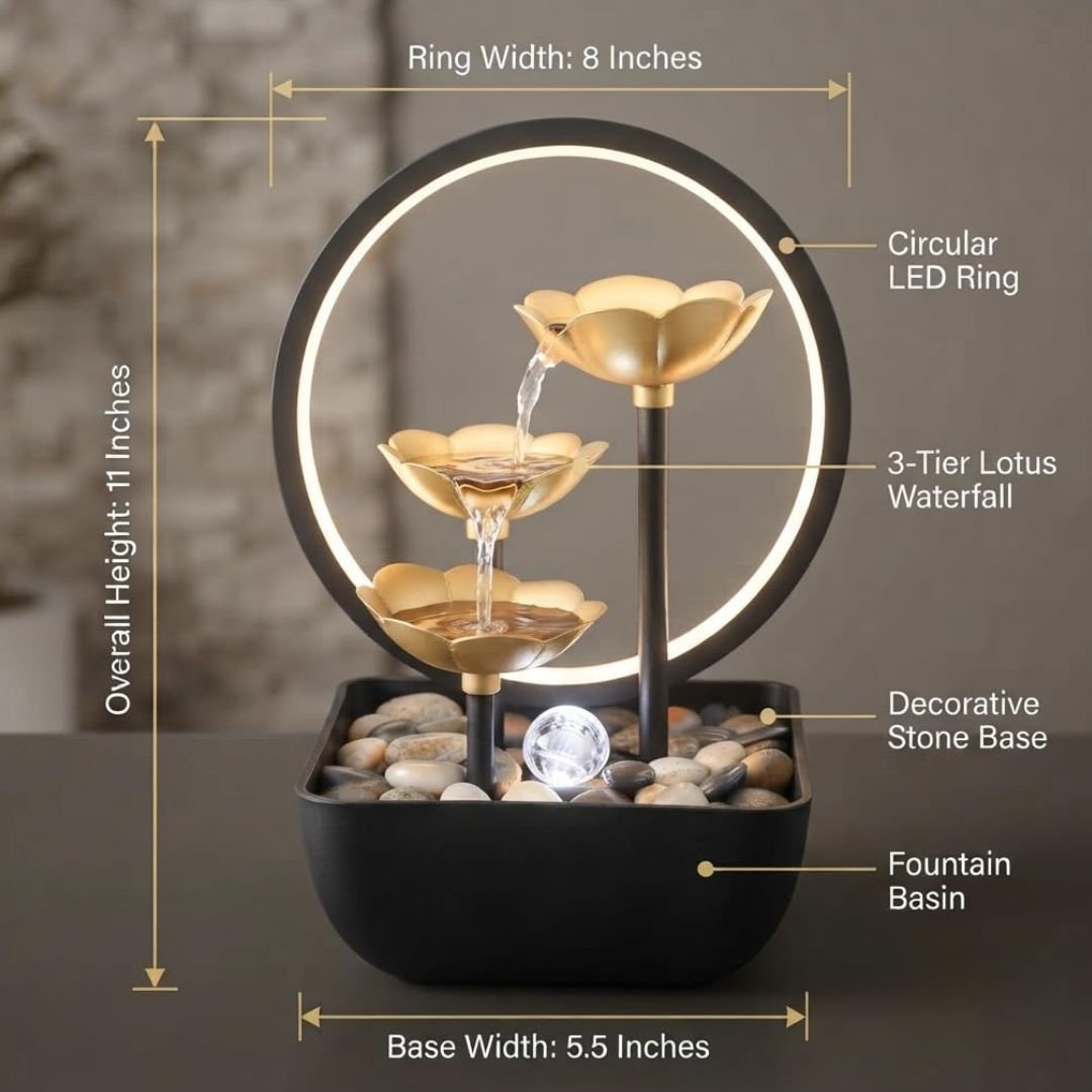 Home Decor - Leaf Waterfall with Ring Light