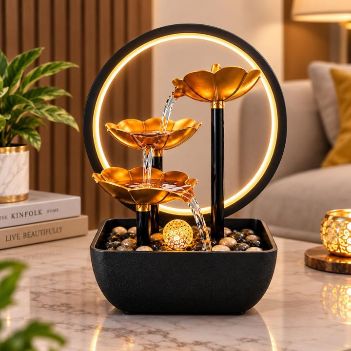 Home Decor - Leaf Waterfall with Ring Light