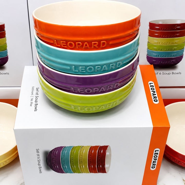 Leopard - Rainbow Bowl Set - 6 Piece