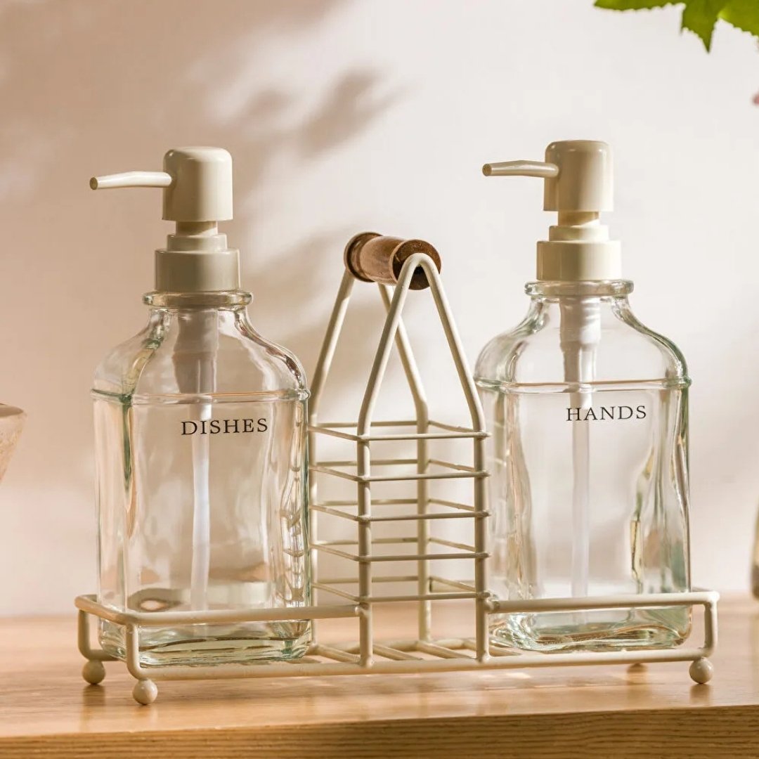 Liquid Dispenser Set With Caddy - 3Pcs