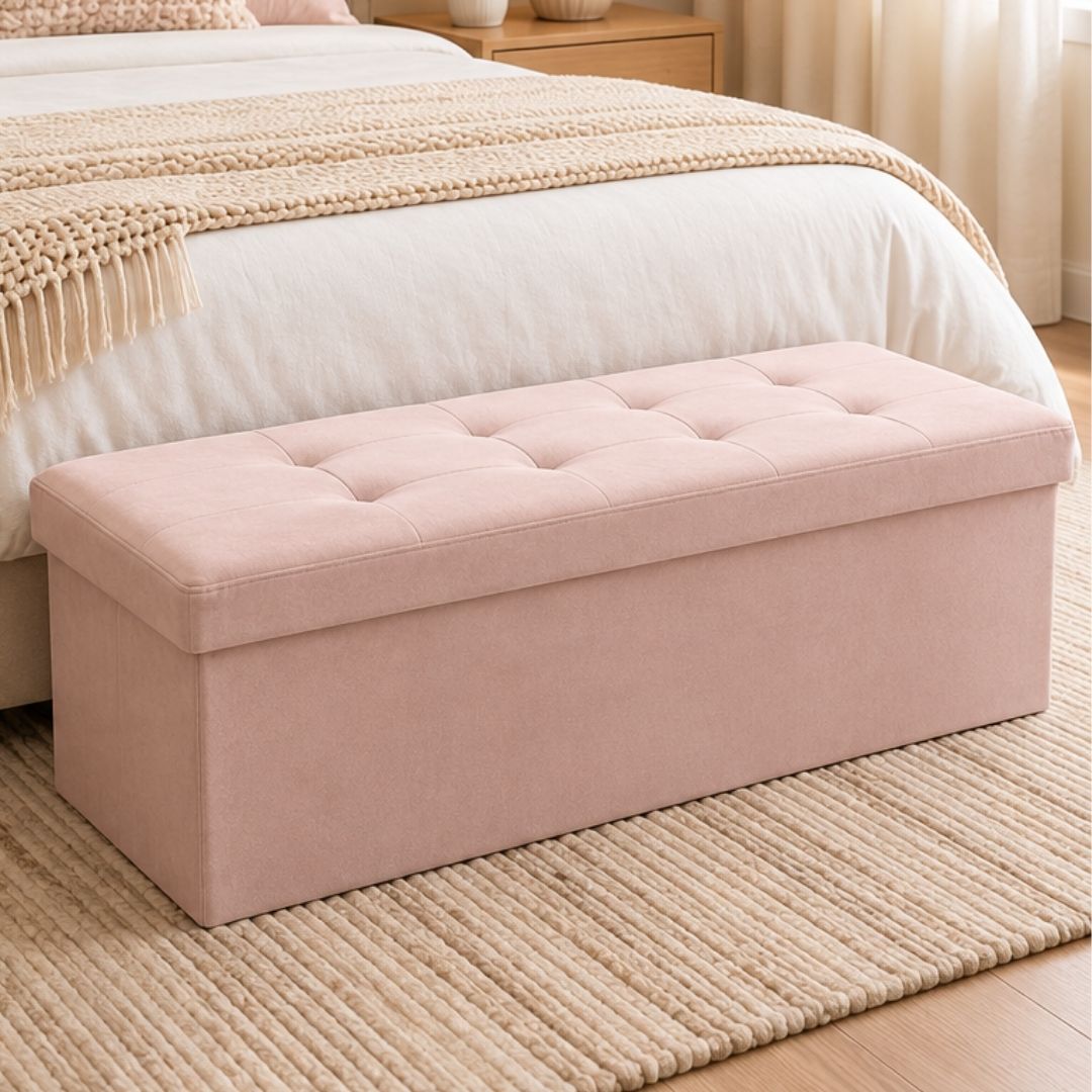 Storage Ottoman - Padded Foldable Bench