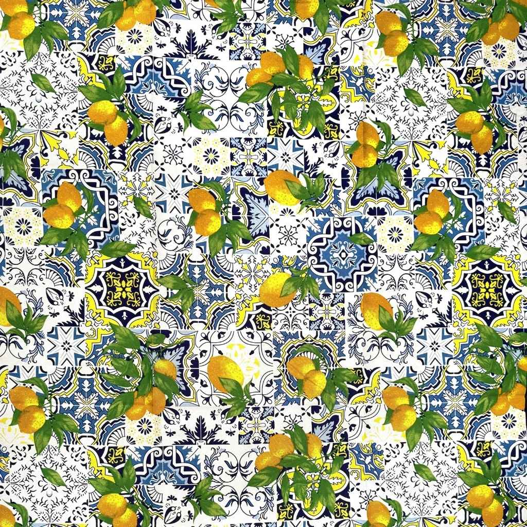 Printed Mini Matt  - Mediterranean Tile Print with Lemons