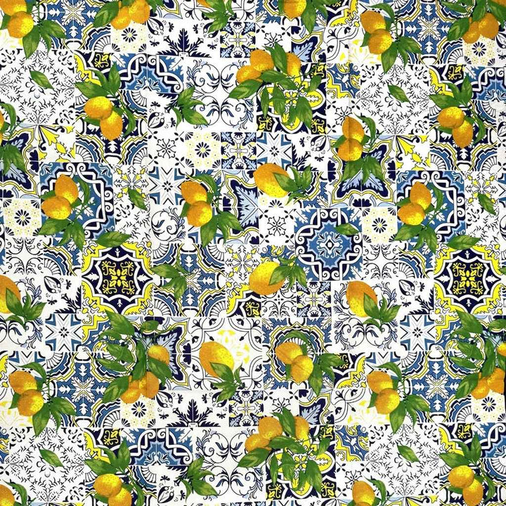 Printed Mini Matt  - Mediterranean Tile Print with Lemons
