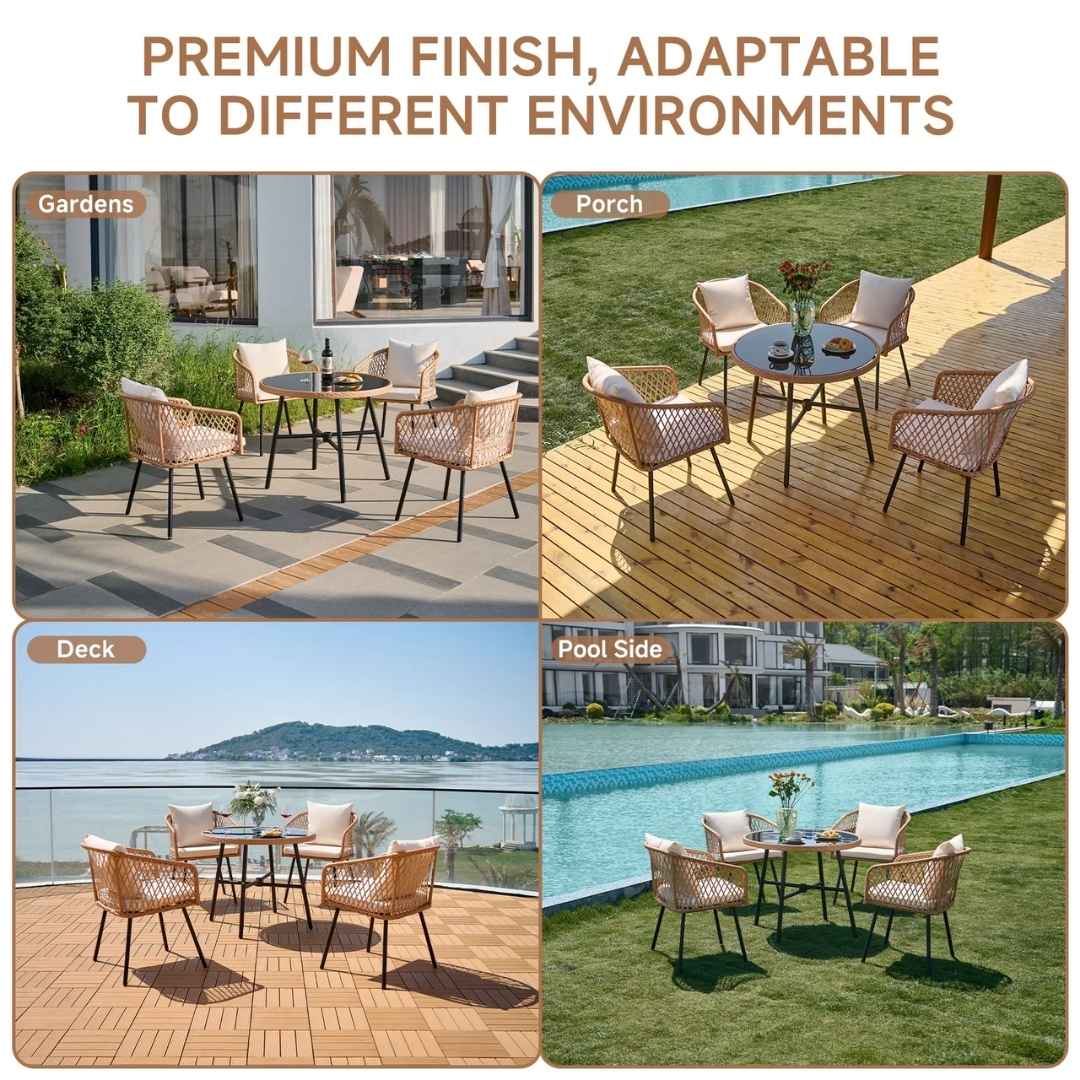 Romeo - 5 Piece Outdoor Rattan Dining Set