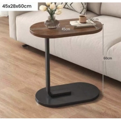 Modern C-Shaped Sofa Side Table – Slide Under Couch Snack & Laptop Table