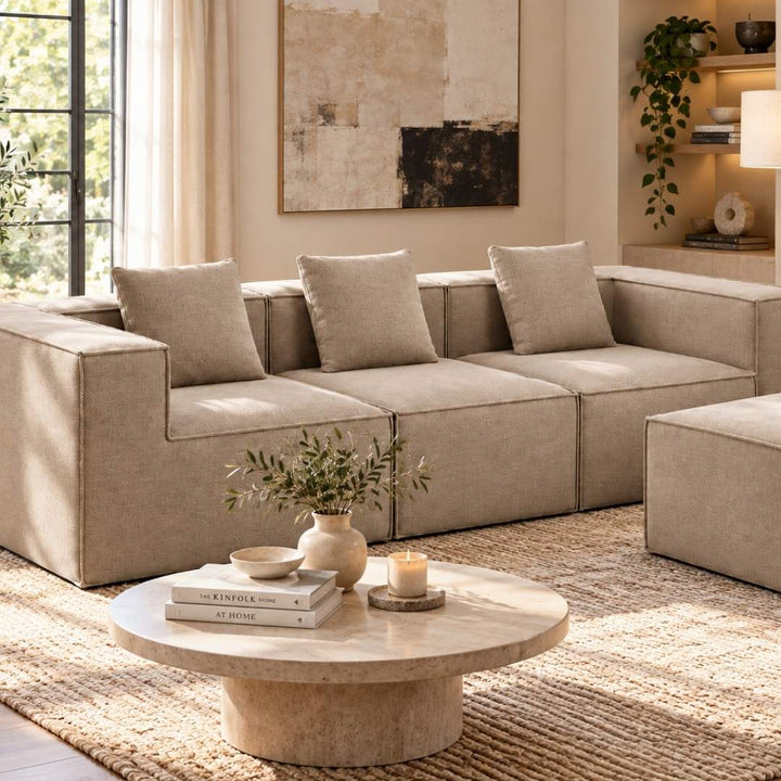 Modular Couch with Ottoman - Beige