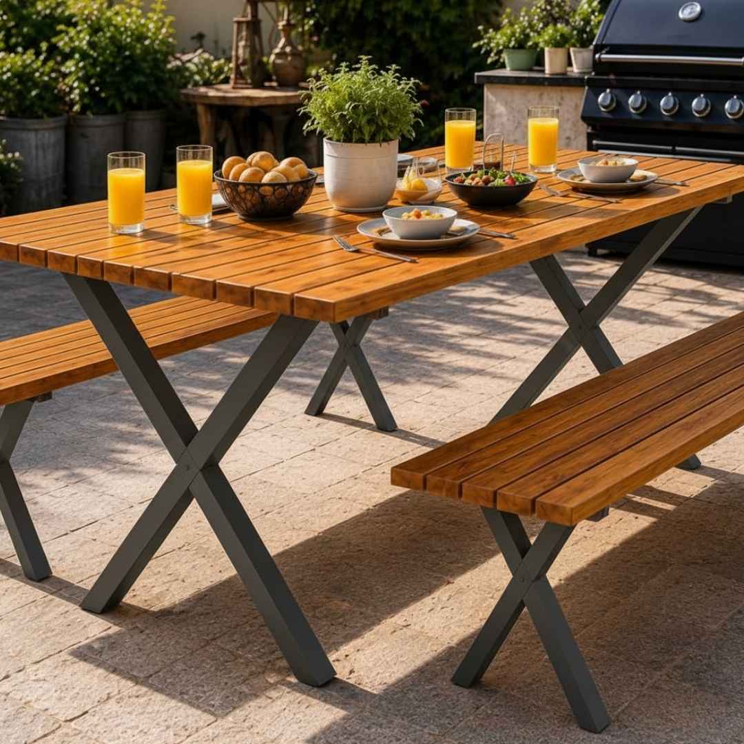 Ricardo Outdoor Dining Table & Bench Set - 6 Seater