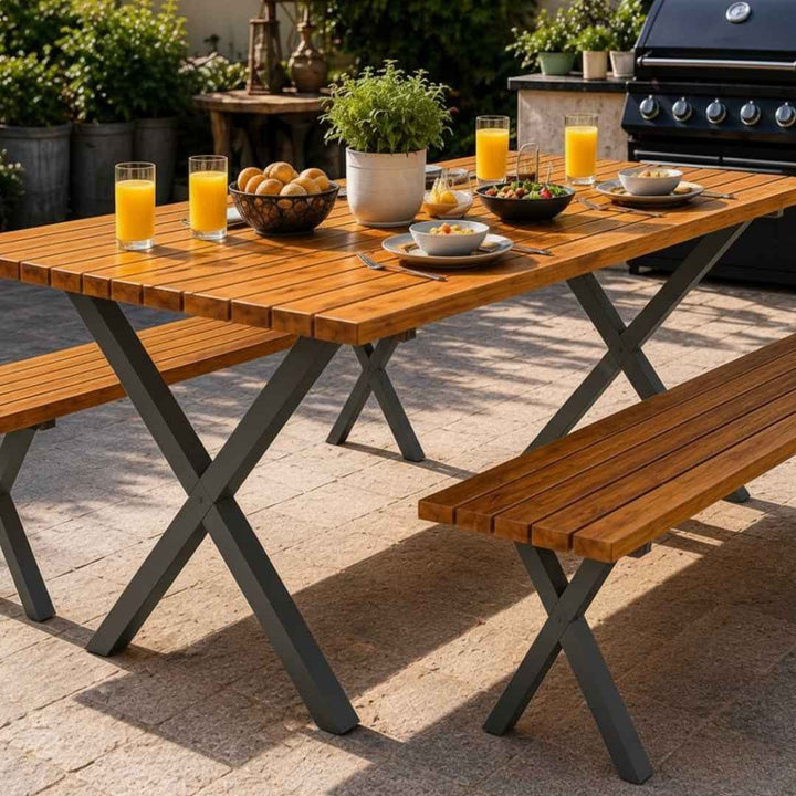 Ricardo Outdoor Dining Table & Bench Set - 6 Seater