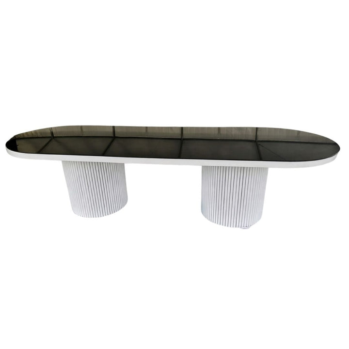 Dining Table - Oval Fluted - Black Gloss Top