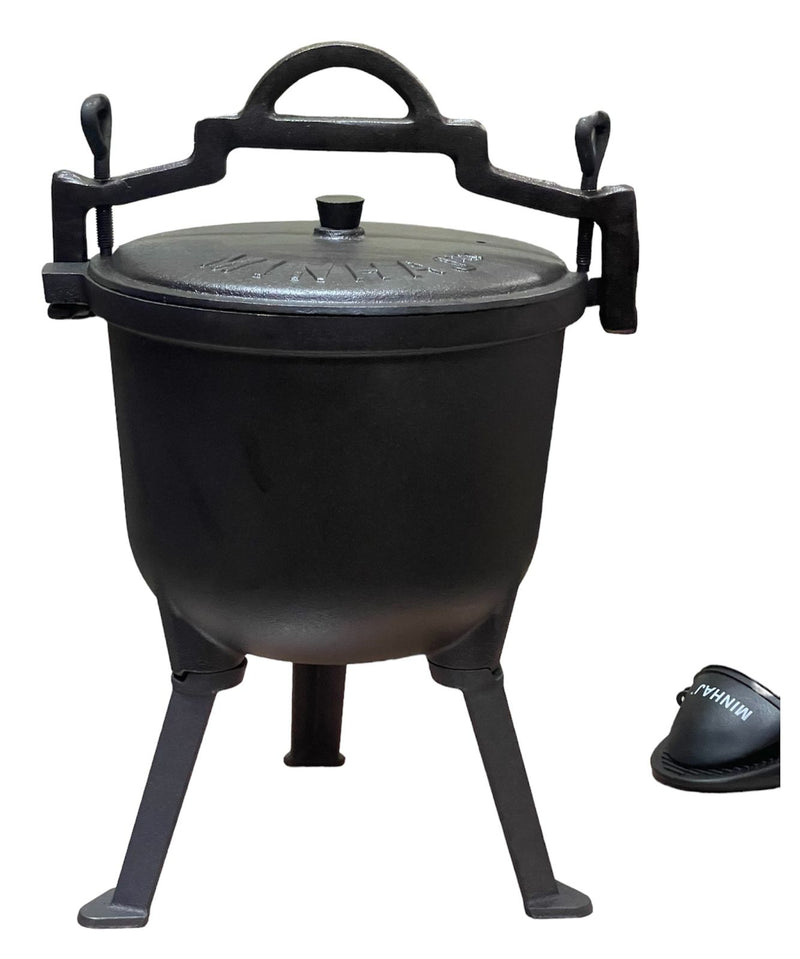 Potjie Cooker - Cast Iron + 2 Silicone Gloves