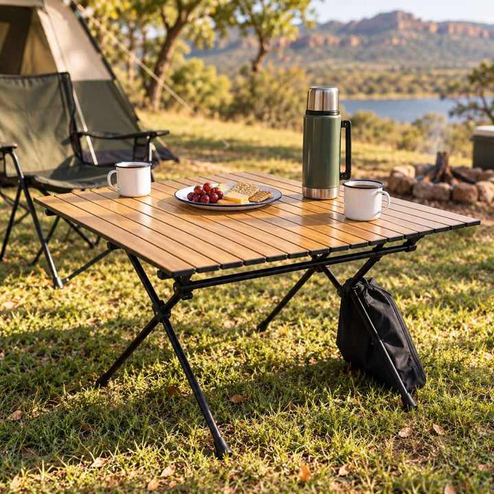 Folding Camping Table - Wood Grain