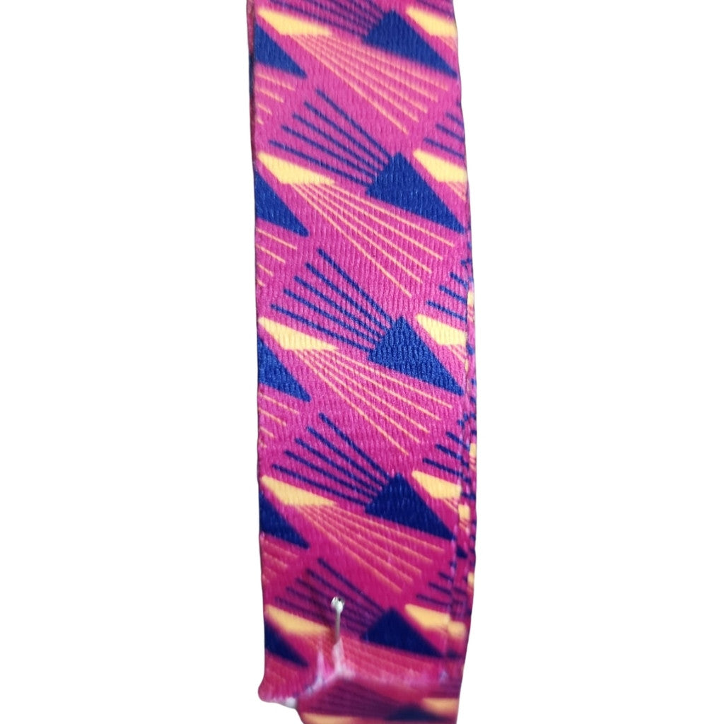 Necklace with pink and purple geometric pattern on a white background