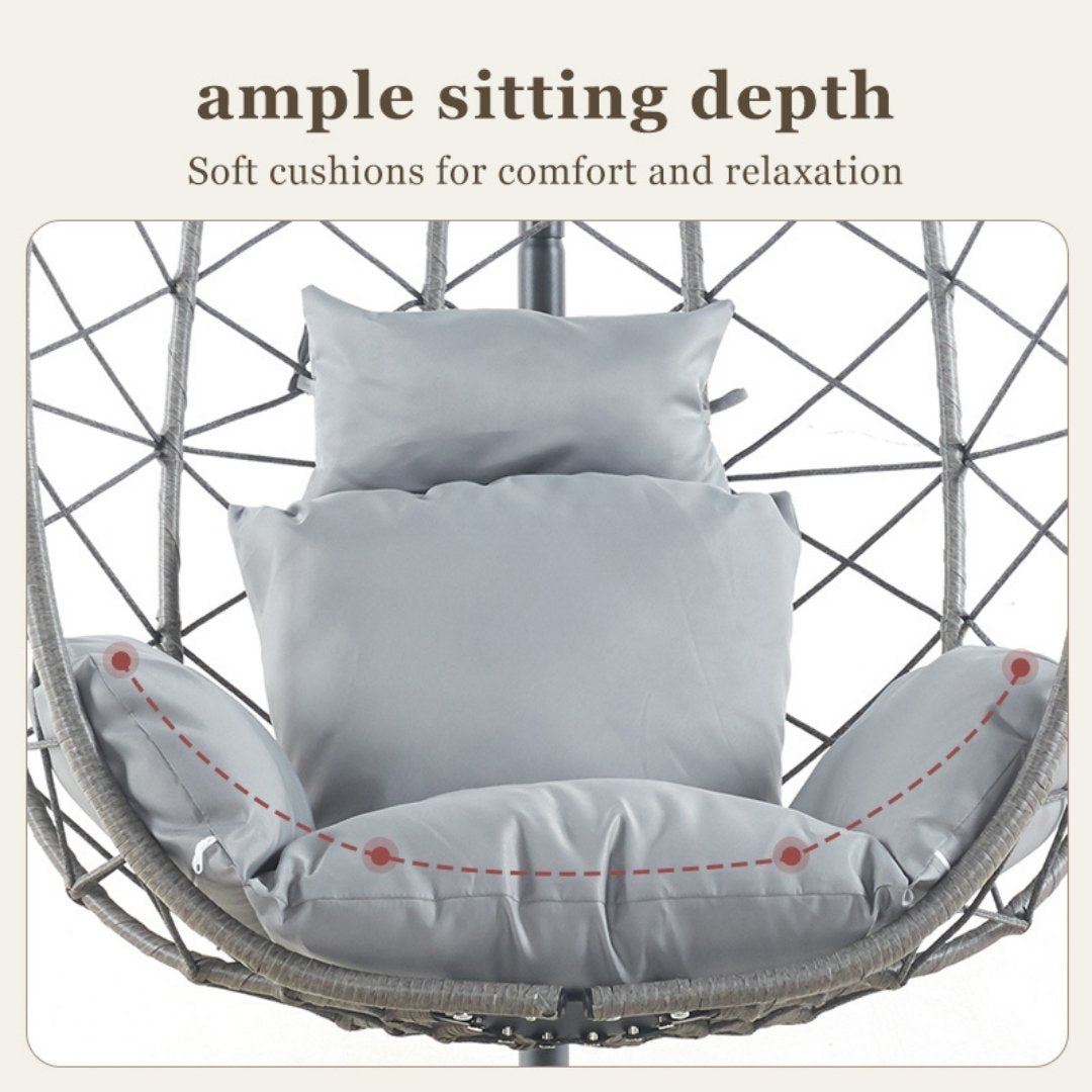 Rattan Swing Egg Chair – Outdoor Hanging with Cushion