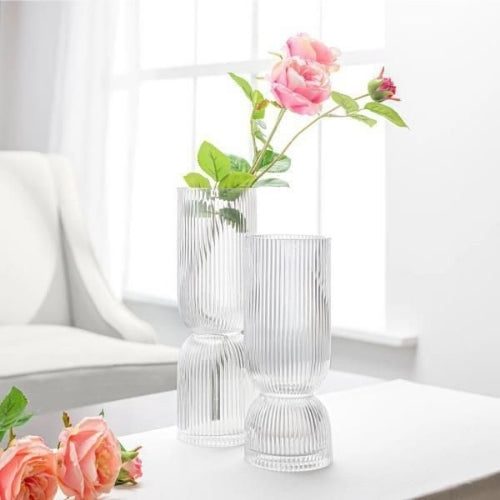 Ribbed Glass  Flower Vase - 30 cm