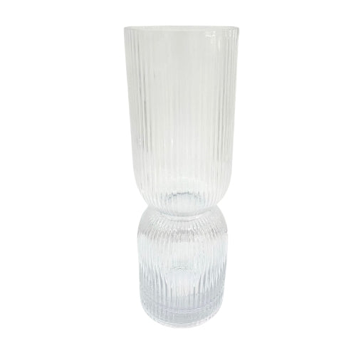 Ribbed Glass  Flower Vase - 30 cm